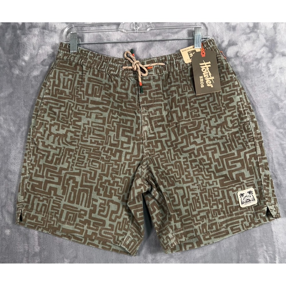 Howler Brothers Bros Pressure Drop Corduroy Shorts Mens 32 New Green Snake Maze